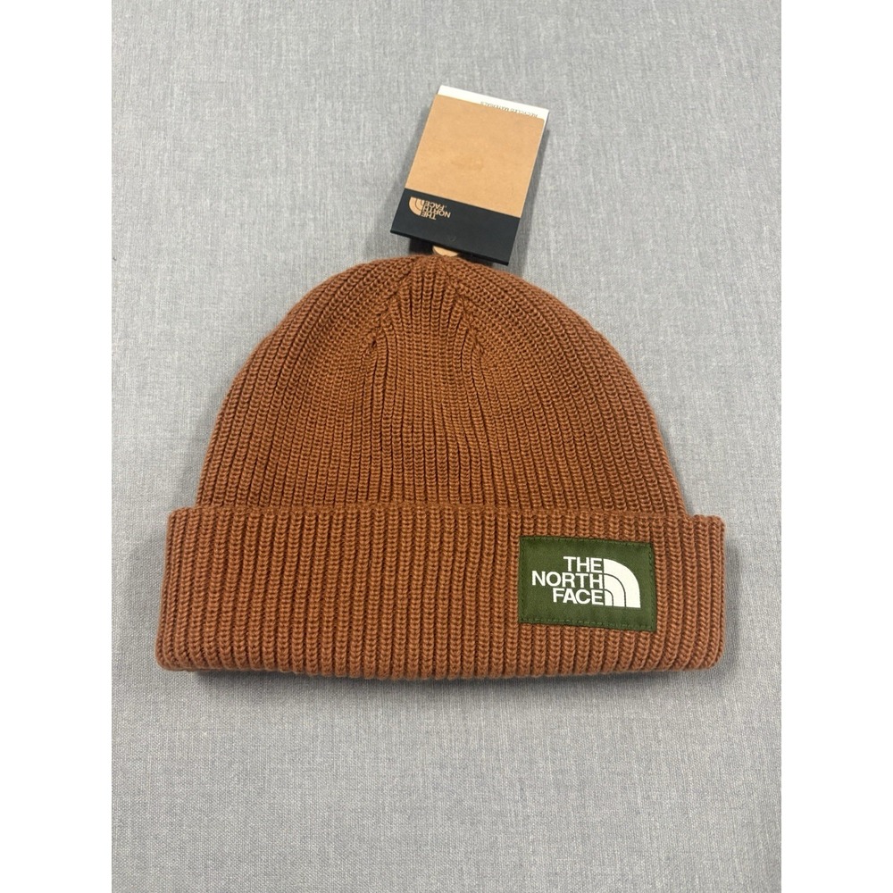 The North Face Unisex Salty Lined Beanie Burnt Umber One Size Cuffed Knit NWT
